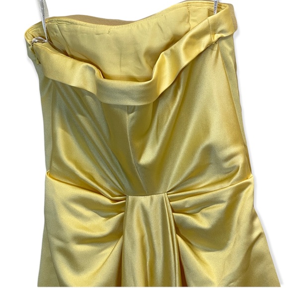 Davids Bridal Yellow Strapless Formal Gown Style #81026 Size 6 - Picture 6 of 11